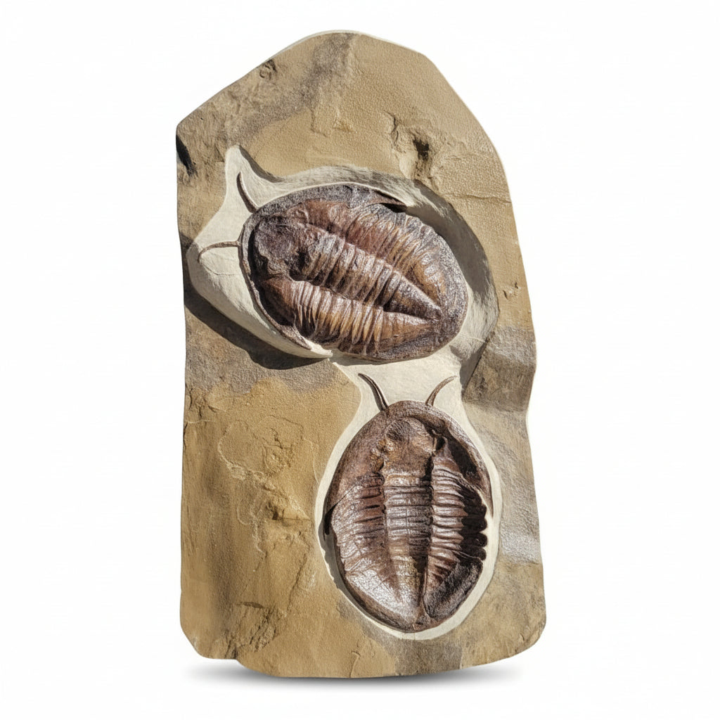 Double Trilobite Fossil Pair in Matrix – Devonian, Morocco