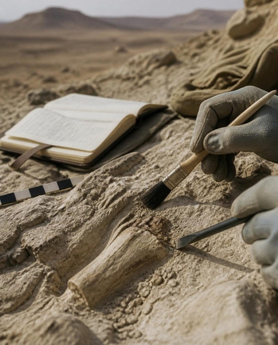 Fossil fieldwork in Morocco (illustration)