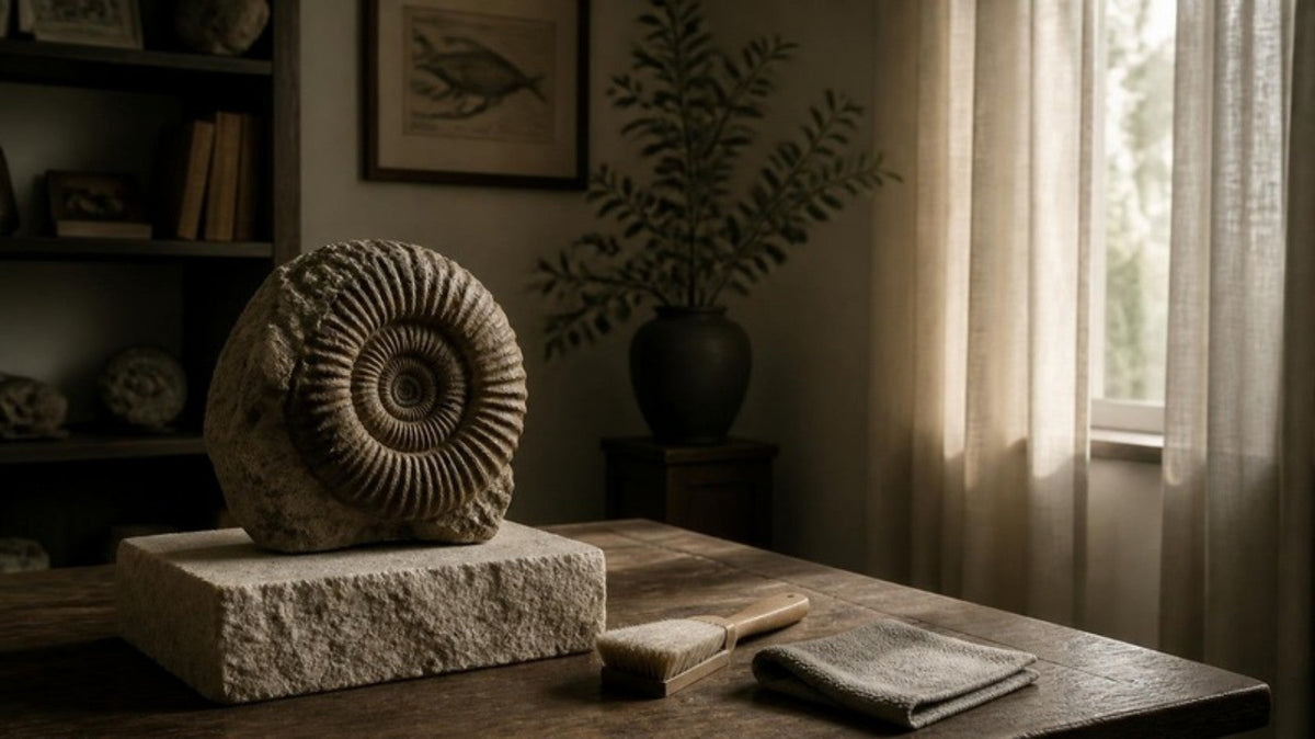 Fossil displayed in a quiet study