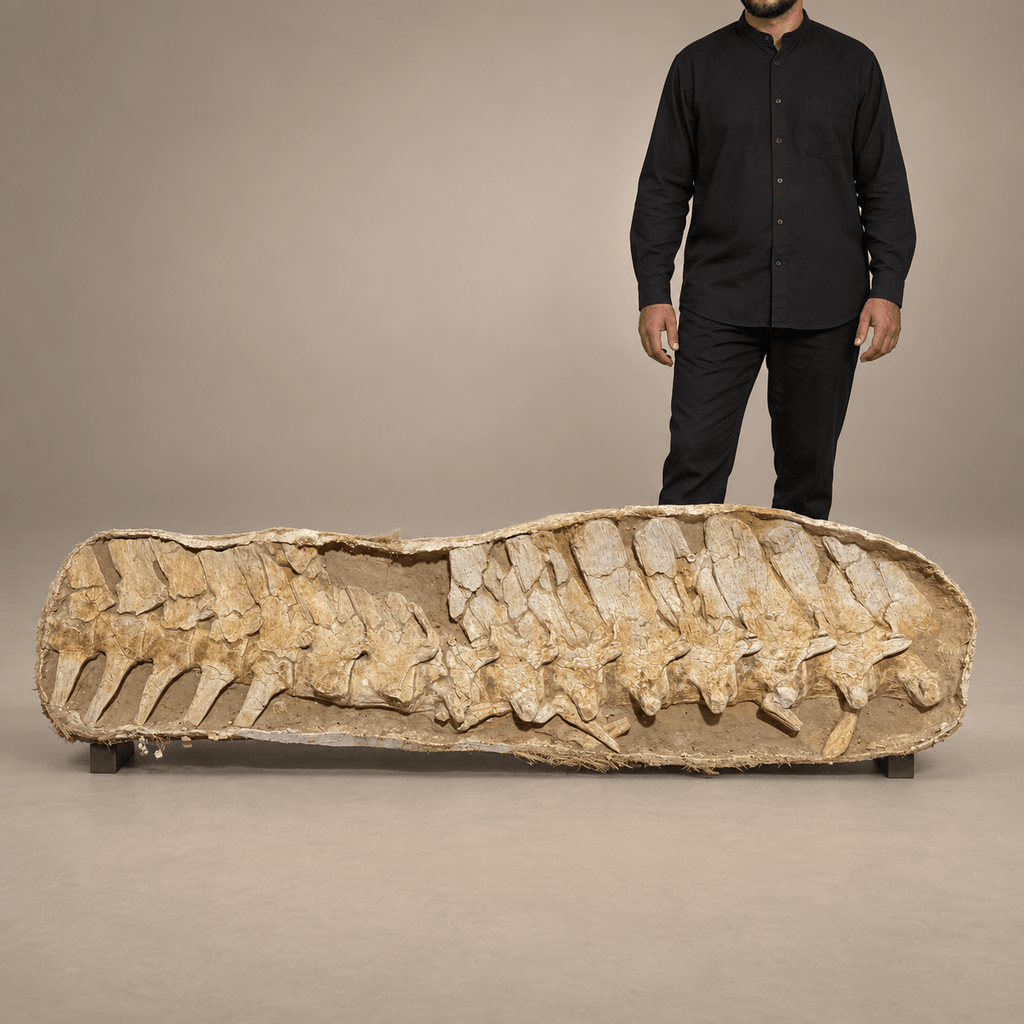 16 Original Prognathodon anceps fossils Mosasaur Vertebrae in Matrix – 6.9 feet - PaleoDeserts
