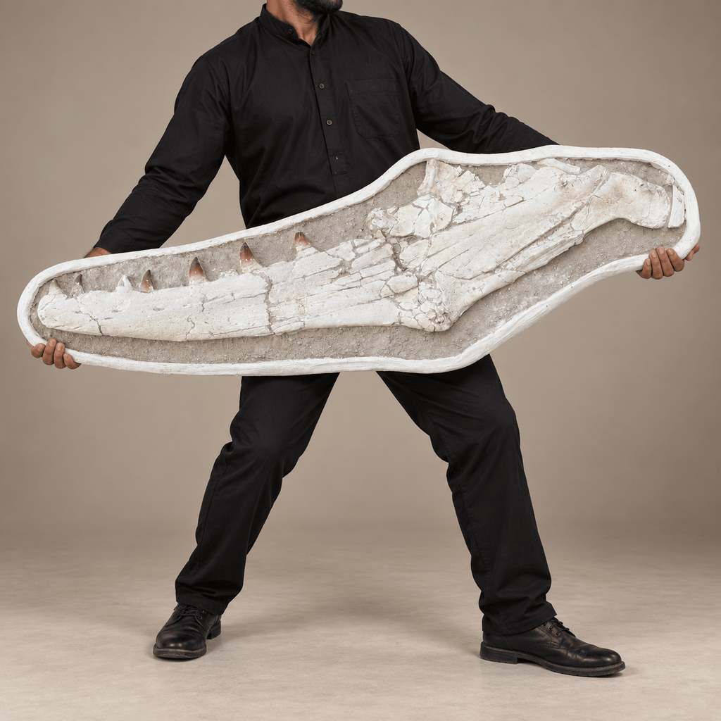 Extremely Rare 140 cm Thalassotitan atrox Mosasaur Jaw – 100% Original - PaleoDeserts