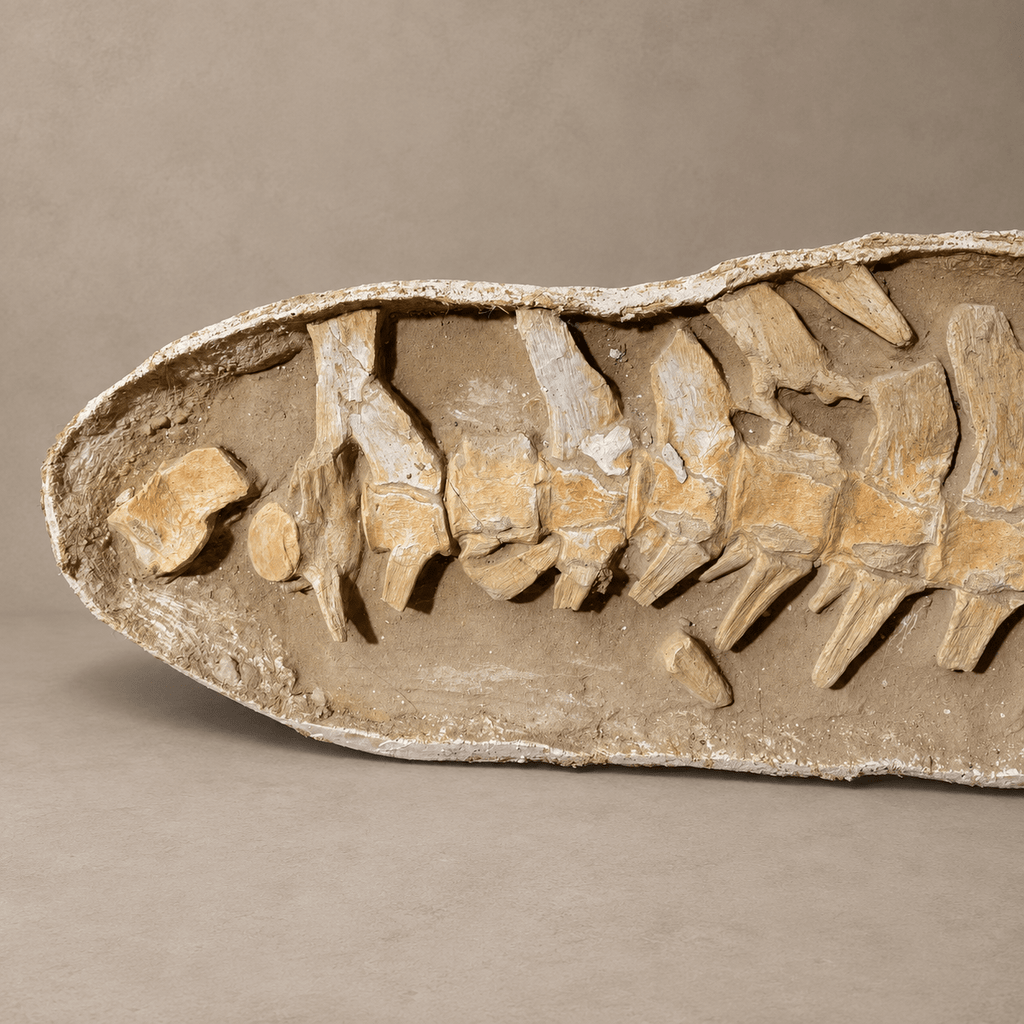 Giant Prognathodon anceps Vertebral Column in Matrix – 14 Vertebrae, 7.5 feet - PaleoDeserts
