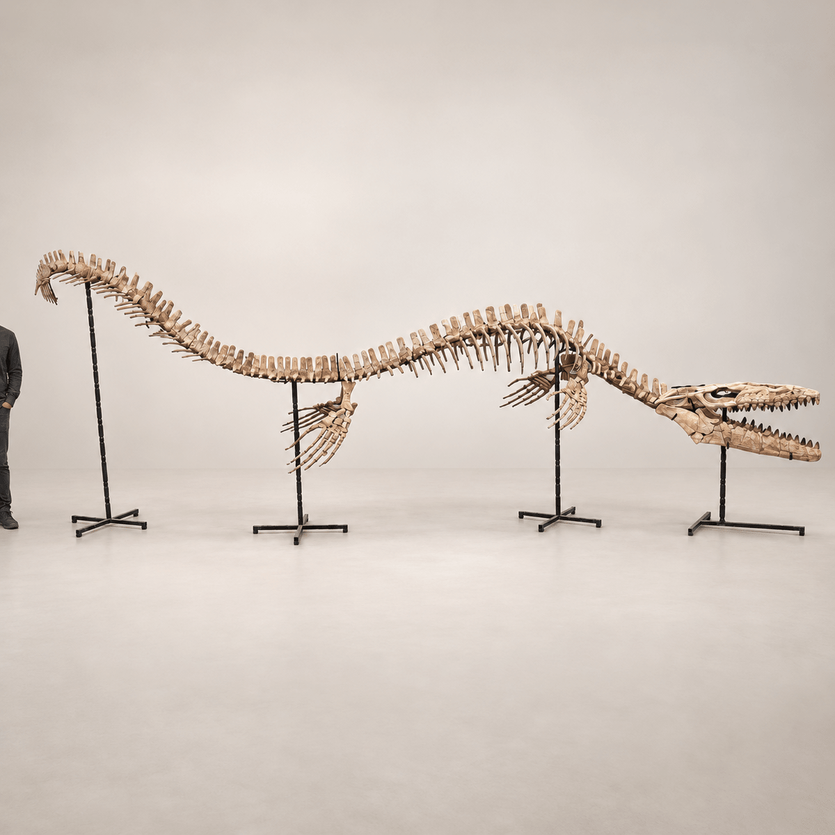 Monster Mosasaur Skeleton Authentic Fossil Cretaceous Dinosaur , 6 m Display – PD-TMS-0600 - PaleoDeserts