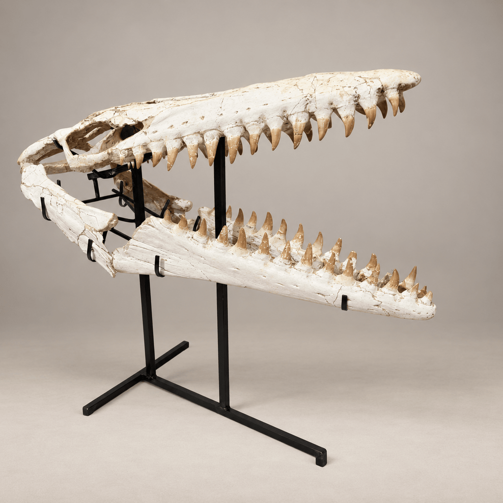Monumental 120 cm Mosasaurus beaugei Skull – Original Moroccan Fossil – PD-MBS-0120 - PaleoDeserts