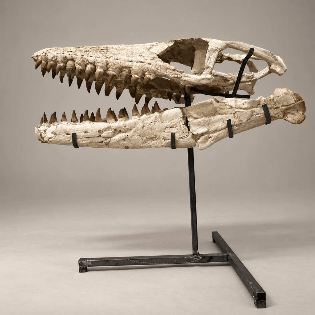 Mosasaur Skull Fossil, 80 cm with Stand – Morocco – PD-MSK-0080 - PaleoDeserts