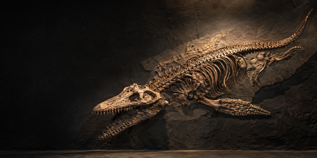 Moroccan mosasaur skull fossil
