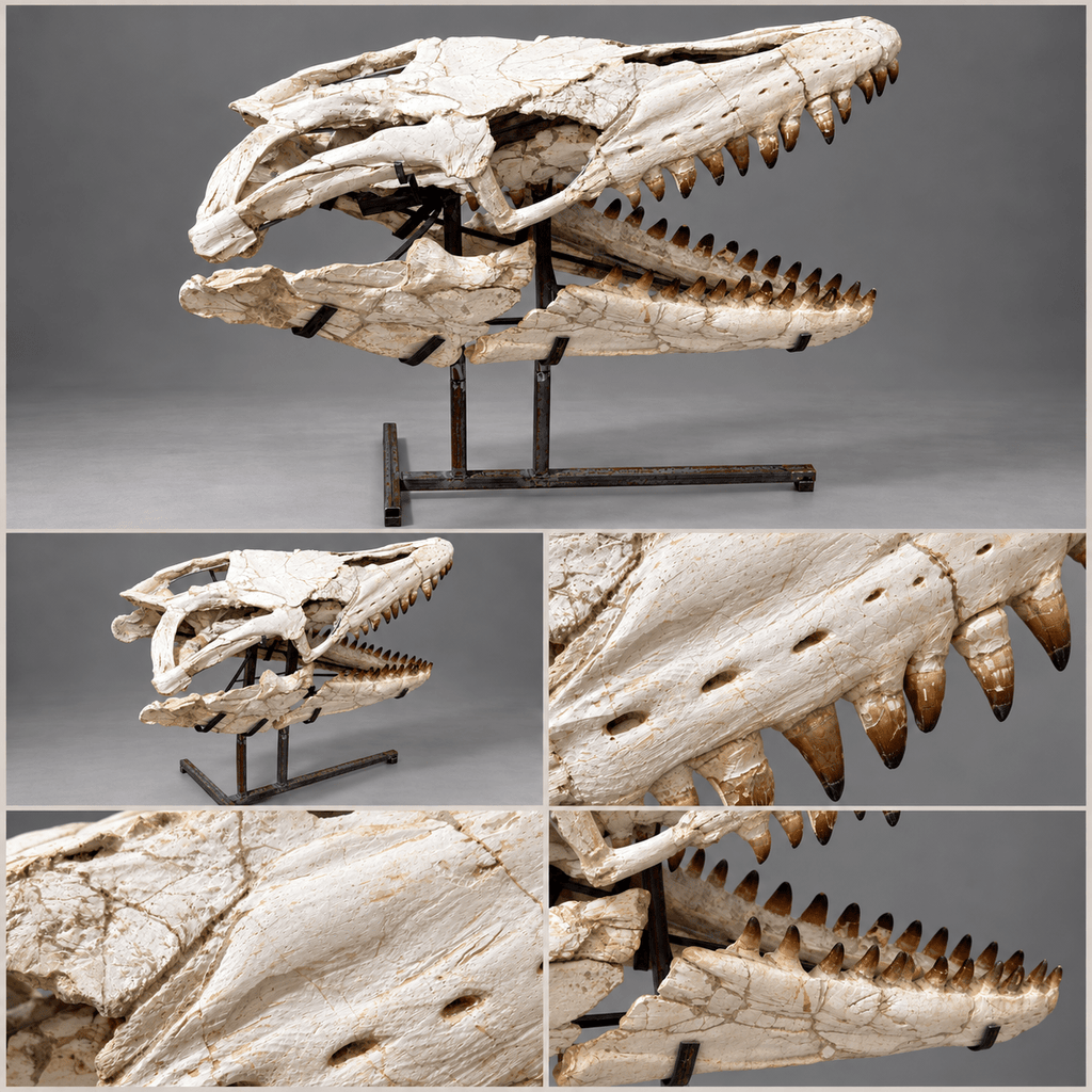 Original Mosasaur Skull Rare Moroccan reptile fossils – 41.7" - PaleoDeserts