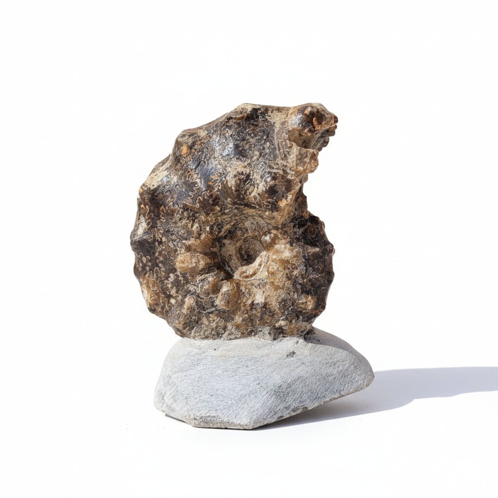 Perisphinctes Fossil in Matrix, 16 cm – AD-18701 - PaleoDeserts