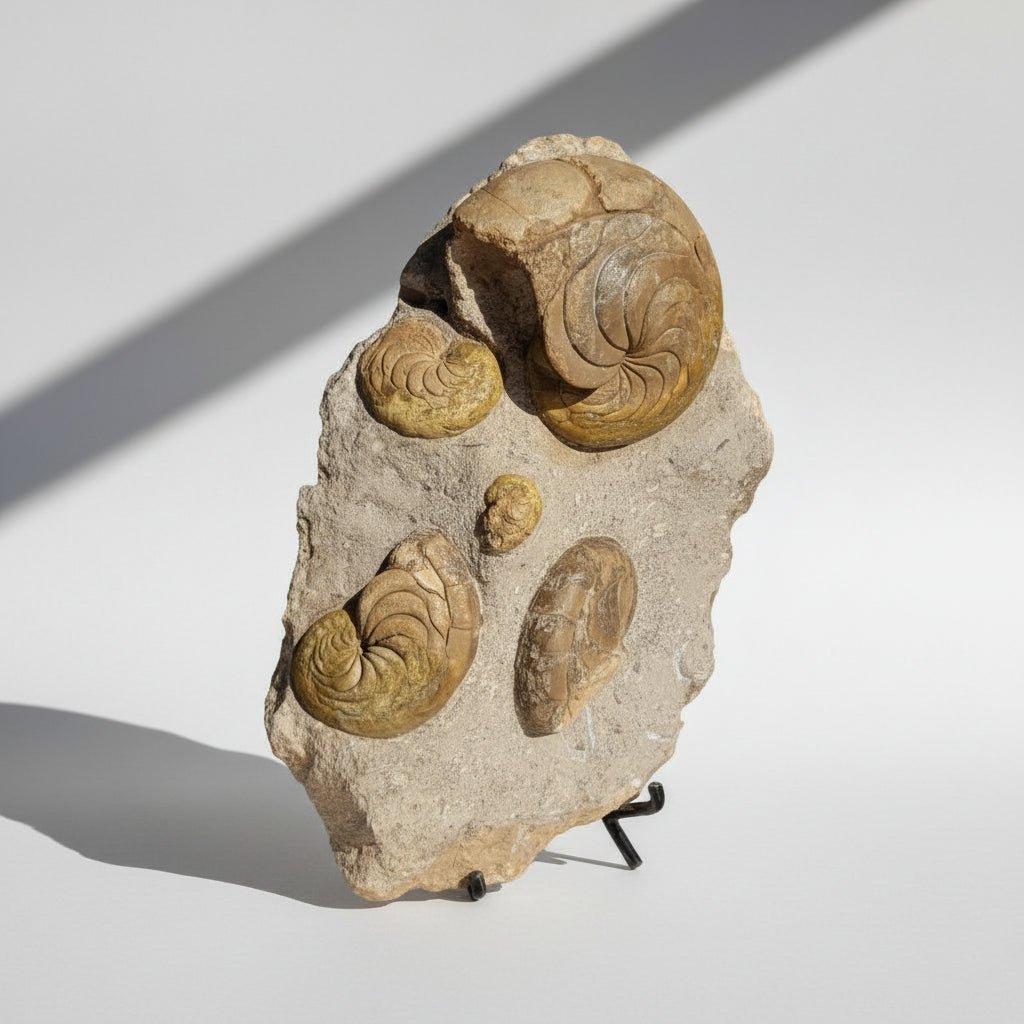 Perisphinctes Fossil in Matrix, 22 cm – AD-18708 - PaleoDeserts