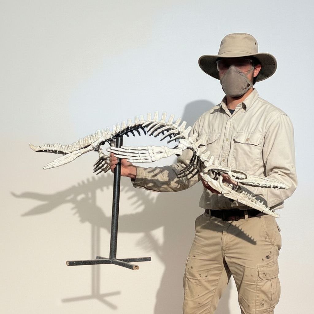 Small-bodied Mosasaur Skeleton Fossil – 5.9 ft (1.8 m), Khouribga, Morocco